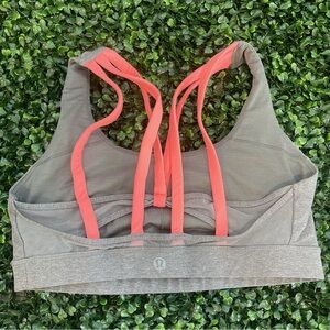 Lululemon ✨ Energy Bra size 4 grey and coral